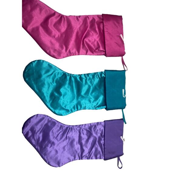 Holiday Time Christmas Foiled Design Embellished Stockings Set Of 3 Multicolor - Picture 12 of 12